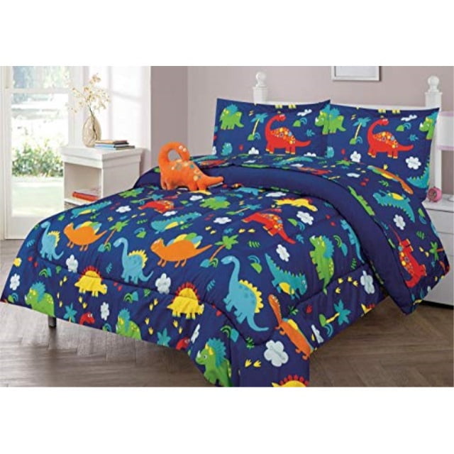 3pc Twin Size Kids Boys Teens Comforter, Twin Size Dinosaur Bedding Set