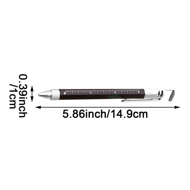 6in1 Multi-tools Pens Multifunction Ball-point Pen Level Caliper Screwdriver 5ml