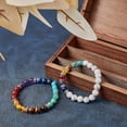 thumbnail image 5 of 1 Box 1 Box 188Pcs 8mm Natural 7 Chakra Stone Beads Kit Turquoise Round Loose Beads 3 Styles Alloy Spacer Beads with Crystal Thread for Bracelet Necklace Jewelry Making DIY Crafts Supplies, 5 of 5