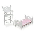 thumbnail image 2 of Ensemble Chaise Haute et Lit Poupée Campagnarde Anglaise avec Literie à Chevrons - Blanc/rose, 2 of 4