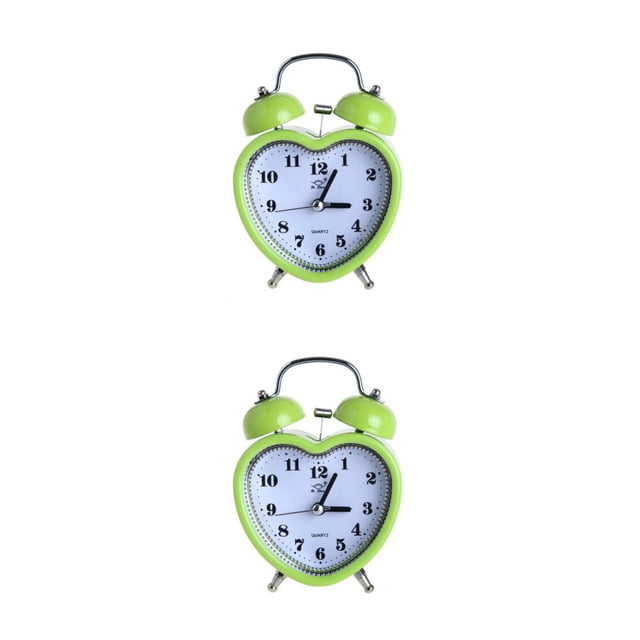 Bearachild Reloj despertador con forma de corazón, luz nocturna, relojes digitales, regalo para dormitorio Verde 2Conjunto