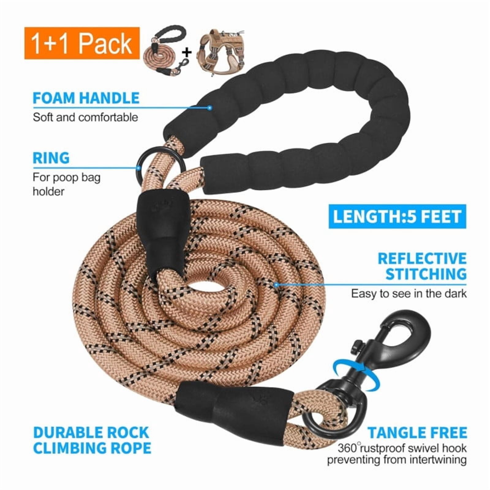 Dog Harness for Large Dogs, With Choke Dog Harness Vest with Easy Control Handle, Reflective Soft Padded Service Vest, Adjustable Easy on Pet Harness for Running Walking