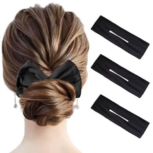 3 Pieces Hair Bun Maker Deft Bun for Hair Twister, Flexible Donut Hair Bun, Lazy Hair Curler Bun Clips, Fashion French Hairstyle, Hair Accessories for Women & Girls Kids (Black, Navy, Khaki)