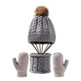 thumbnail image 5 of harmtty Warm 3Pcs/Set Knitted Hat Scarf Gloves Set Cozy Warm Soft Thickened Wide Application Winter Accessories for Kids White, 5 of 8
