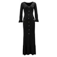 thumbnail image 4 of Women's Casual Long Sleeve Knit Dress Elegant Bodycon Vacation Maxi Dress Slim Fit Winter Fall Outfit Rose Outfits Ruffle Dress Casual Dress Dress Women Vintage Dress Women Maxi Dresses Summer Long, 4 of 6