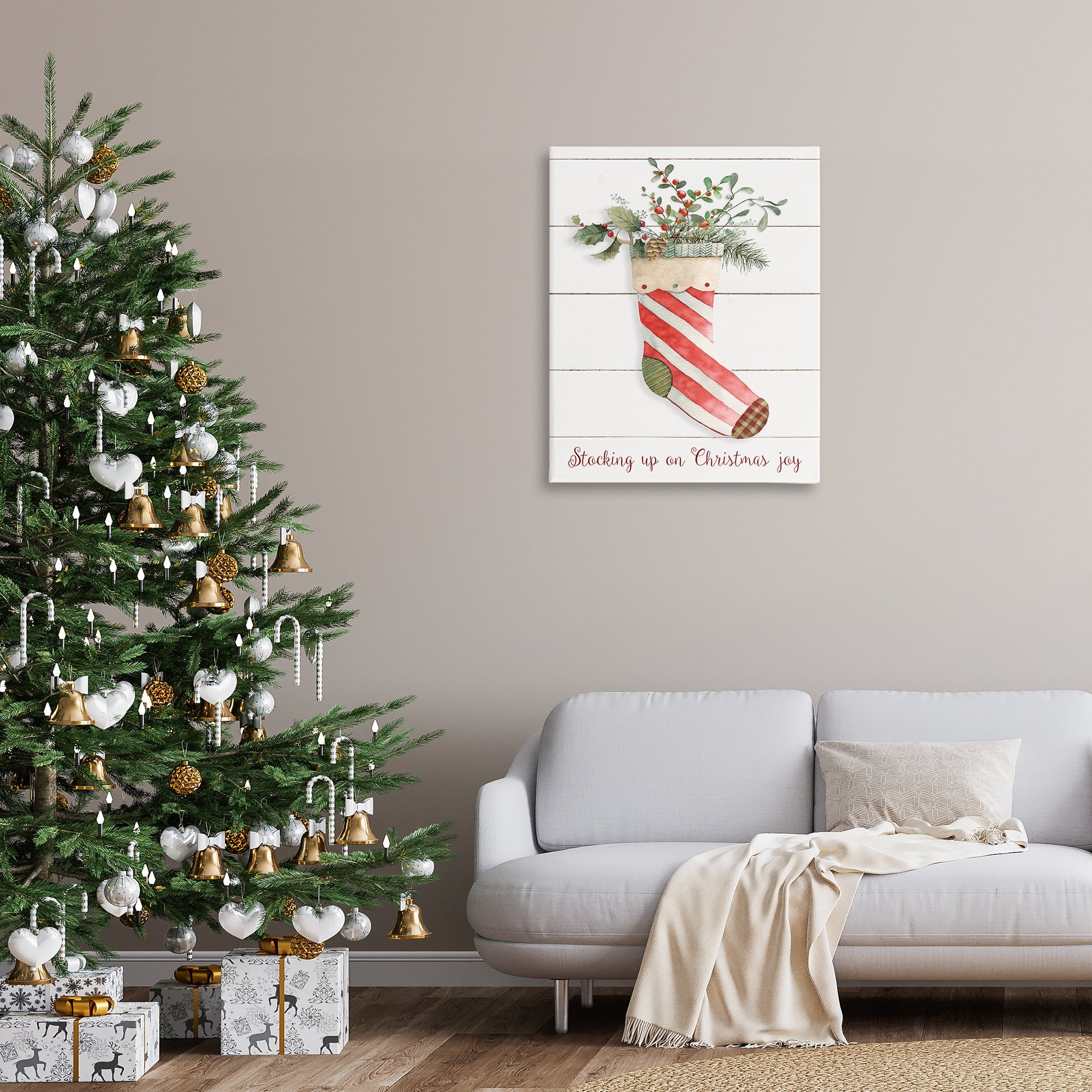 Stupell Industries Stocking Up On Christmas Holiday Painting Gallery Wrapped Canvas Art Prints Wall Art, 30 x 40