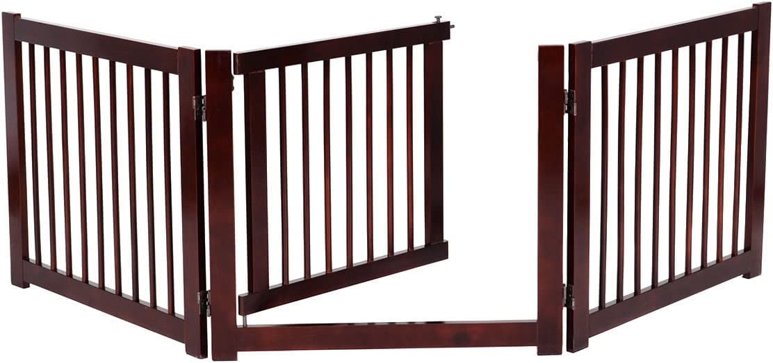 Pet Gate with Walk Through Door, Free Standing Puppy Gate for the House