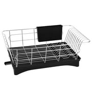 Stainless Steel Dish Drying Rack Utensil Organizer Tableware Holder with Draining Tray for Countertop Kitchen