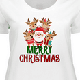 thumbnail image 4 of Inktastic Merry Christmas Santa Reindeer Women's Plus Size T-Shirt, 4 of 5