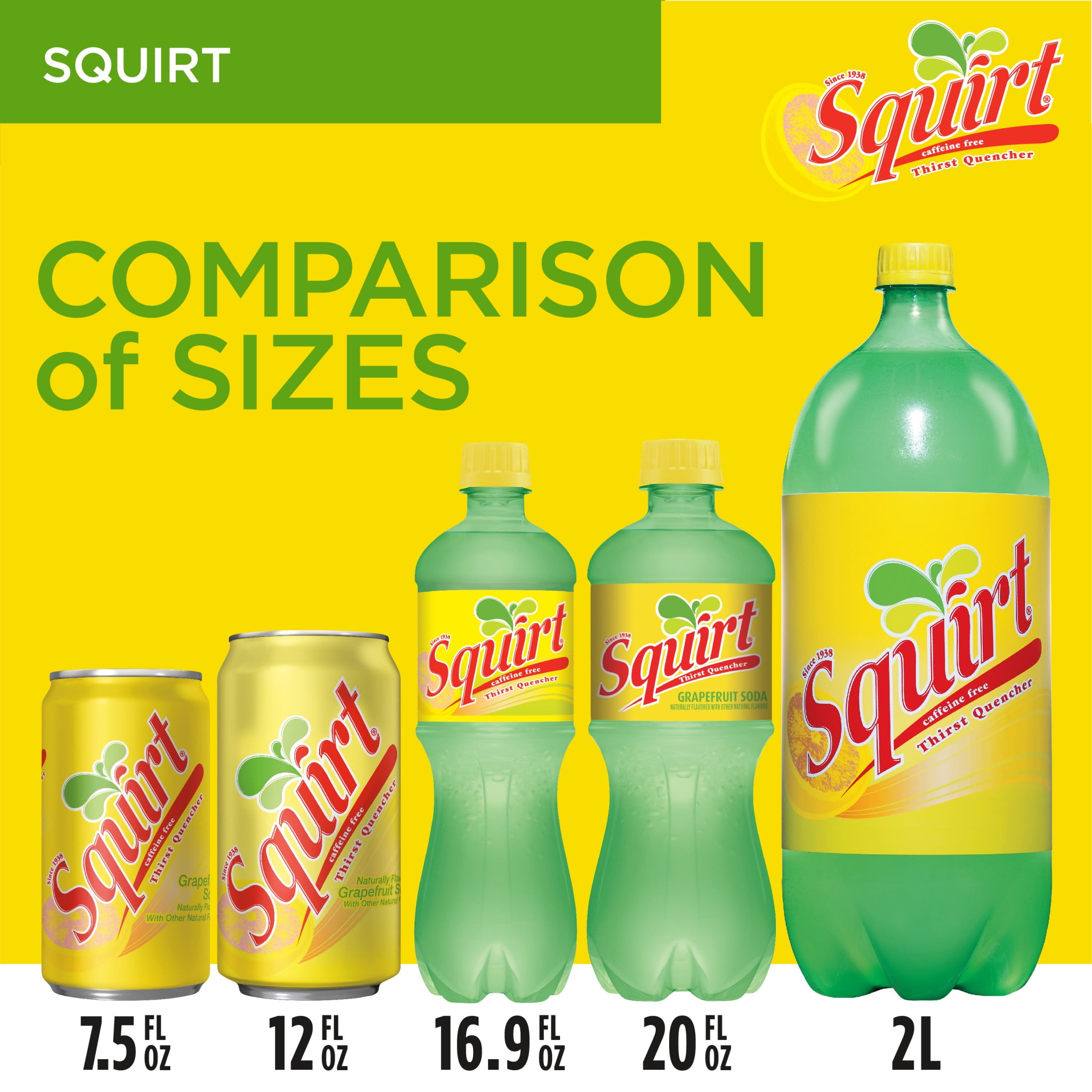 Squirt Caffeine Free Grapefruit Soda Pop, 20 fl oz, Bottle