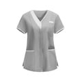thumbnail image 2 of Scrubs Tops for Women Nurses Tunic Uniform Clinic Carer V-Neck Casual Solid Protective Clothing, 2 of 6
