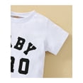 thumbnail image 5 of Seyurigaoka 2 Pcs Toddler Boy’s Summer T-shirt and Shorts Set Fashion Letter Short Sleeve Tops + Soild Color Tie-up Short Pants, 5 of 9