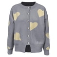 thumbnail image 4 of Pxiakgy Women's Autumn And Winter New Love Printing Knitted Long Sleeve Cardigan Coat Grey3 + XL, 4 of 5
