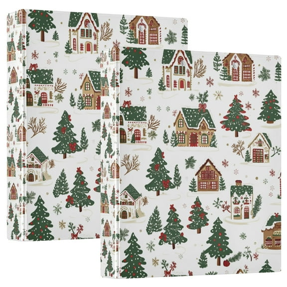 FORMRS 3 Ring Binder 1.5 inch with Pockets Set of 2 Clip Board 200 Sheets Capacity, Brown Christmas House