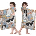 thumbnail image 4 of Cavalier King Charles Spaniel Dog and Flower Hooded Bath Towel，60"x35" for Ages 3 To 12 Kids, Quick Dry Lightweight Soft Microfiber Hood Beach Towel Cover Up for Kids, 4 of 7