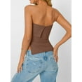 thumbnail image 6 of Going Out Tube Tops for Women 2025 Trendy Summer Off Shoulder Backless Cute Shirts Vacation Dark Brown S, 6 of 9