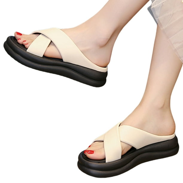 Sandalias Informales Sin Cordones para Mujer Entrecruzadas Suaves Antideslizantes Viajes Al Aire Libre