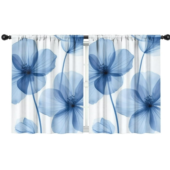 Blackout Kids Curtains,Blue Pioneer Flower Childrens Insulated Curtains Set Of 2,Bedroom Essentials,Toddler Room Decor 42x54in(106x137cm)