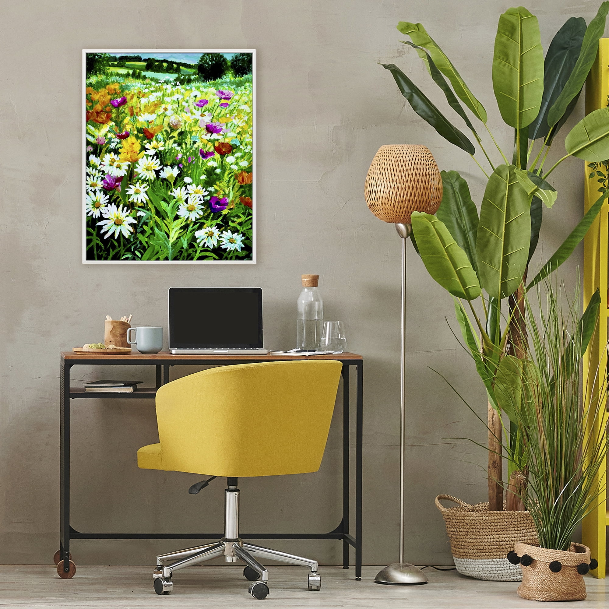 Stupell Industries Hillside Fusion Meadow White Framed Giclee Art, design by Lee Ann Zirbes