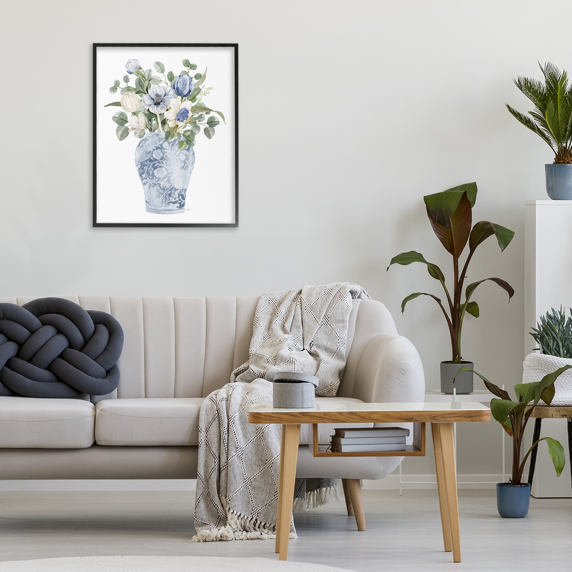 Stupell Industries Ornate Vase Tulips Black Framed Giclee Art, design by Livi Finn
