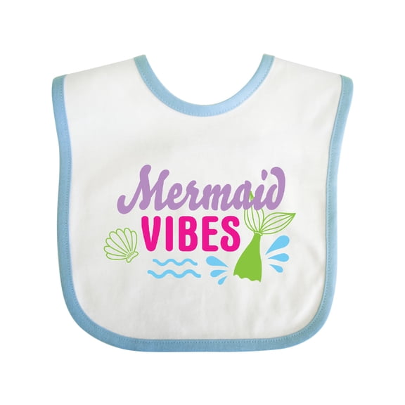 Inktastic Mermaid Vibes with Tail and Seashell Girls Baby Bib