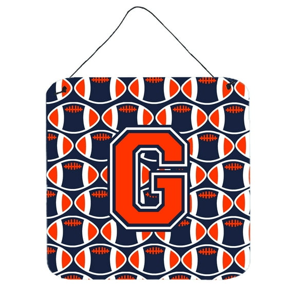 Letter G Football Orange Blue and white Wall or Door Hanging Prints