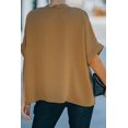 thumbnail image 1 of ABPHQTO Blusa de manga corta con cuello en V suelto marrón sólido para mujer, 1 of 5