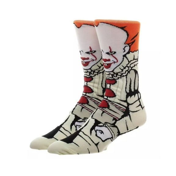 Pennywise IT Cartoon Socks, Fun Novelty Mens/Womens Crew Character Socks Yellow/Black