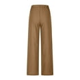 thumbnail image 5 of Stephy Womens Daily Elastic Waist Pockets Straight Solid Color Casual Pants Loose Long Trousers, Brown, XXL, 5 of 7