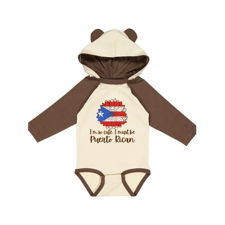 

Inktastic I m So Cute I Must be Puerto Rican Sunflower Gift Baby Boy or Baby Girl Long Sleeve Bodysuit
