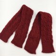 thumbnail image 2 of Guardurnaity 1 par de guantes de invierno para mujeres y niñas, mangas largas de medio punto para brazos, mangas de manoplas de invierno para guantes y mitones Vino rojo, 2 of 5