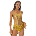 thumbnail image 1 of Aislor Justaucorps de Danse Latine à Franges à Sequins pour Femmes, Justaucorps, Robe de Performance Tango Salsa Or TG, 1 of 7