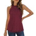 thumbnail image 1 of Camisetas sin mangas de encaje con cuello halter, camisa informal sin mangas, blusa de mujer para fiesta de verano, 1 of 6