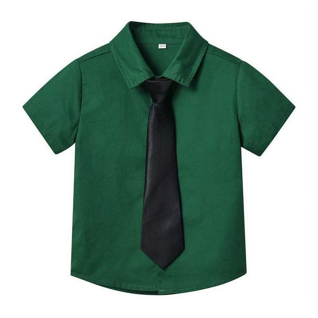 vdgthytj Toddler Baby Boys Girls Button down Shirts Kids Collared Neckties Short Sleeve Solid Color Summer Tops Tee