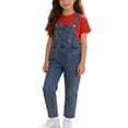 thumbnail image 4 of Mgmyaa Unisex Kids Solid Color Short Sleeve Crew Neck Top and Denim Overalls Jumpsuit with Socks 3-Piece Casual Set for Kids Ages 3-12, 4 of 9