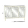 thumbnail image 4 of DecMode 47" x 34" White Wood Mirrored 1 Shelf and 3 Doors Geometric Cabinet, 1-Piece, 4 of 11