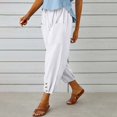 thumbnail image 5 of TYGHBN Women Casual High Waist Pants Drawstring Capri Pants with Pockets Wide Leg Cropped Pants Sweatpants for Women Tall Womens Pants for Work Business Casual Casual Linen Pants for Women plus Size, 5 of 8