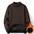 thumbnail image 2 of Wutalume Men's Solid Color Fleece-Lined Knitted Sweater for Casual Base Layer, Warm and Soft, Perfect for Everyday Comfort and Winter Style,Coffee M, 2 of 4