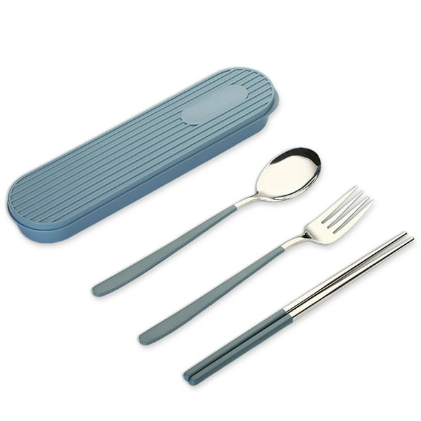 Conjuntos de vajilla 304 Conectuales de acero inoxidable Estudiantes reutilizables Use accesorios de viaje simple para reuniones familiares de picnic Azure Blue 3 PCS Speravity HA012732-03