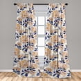 thumbnail image 2 of Floral Window Curtains, Romantic Rose Drawing With Leaves Vintage Design Blooming Repetition, Lightweight Decor 2-Panel Set with Rod Pocket, Pair of - 28"x84", Indigo Cream and Ivory, by Ambesonne, 2 of 3
