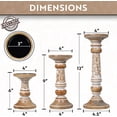 thumbnail image 3 of Luxe Designs | White Hand Carved Mango Wood Pillar Candle Holders - Set of 3 Candlestick Holder - Table Centerpieces - Size 6", 9", 12”, 3 of 6