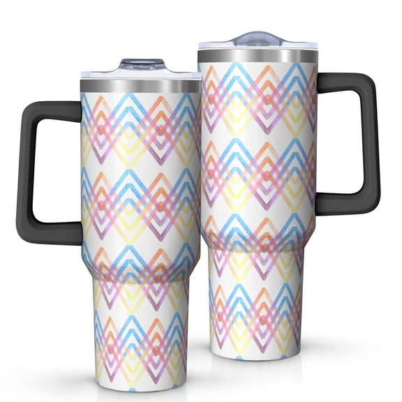 Modern 40oz Tumbler– Stainless Steel Insulated Tumbler with Handle and Straw, Large Capacity Travel Cup for Hot & Cold Drinks