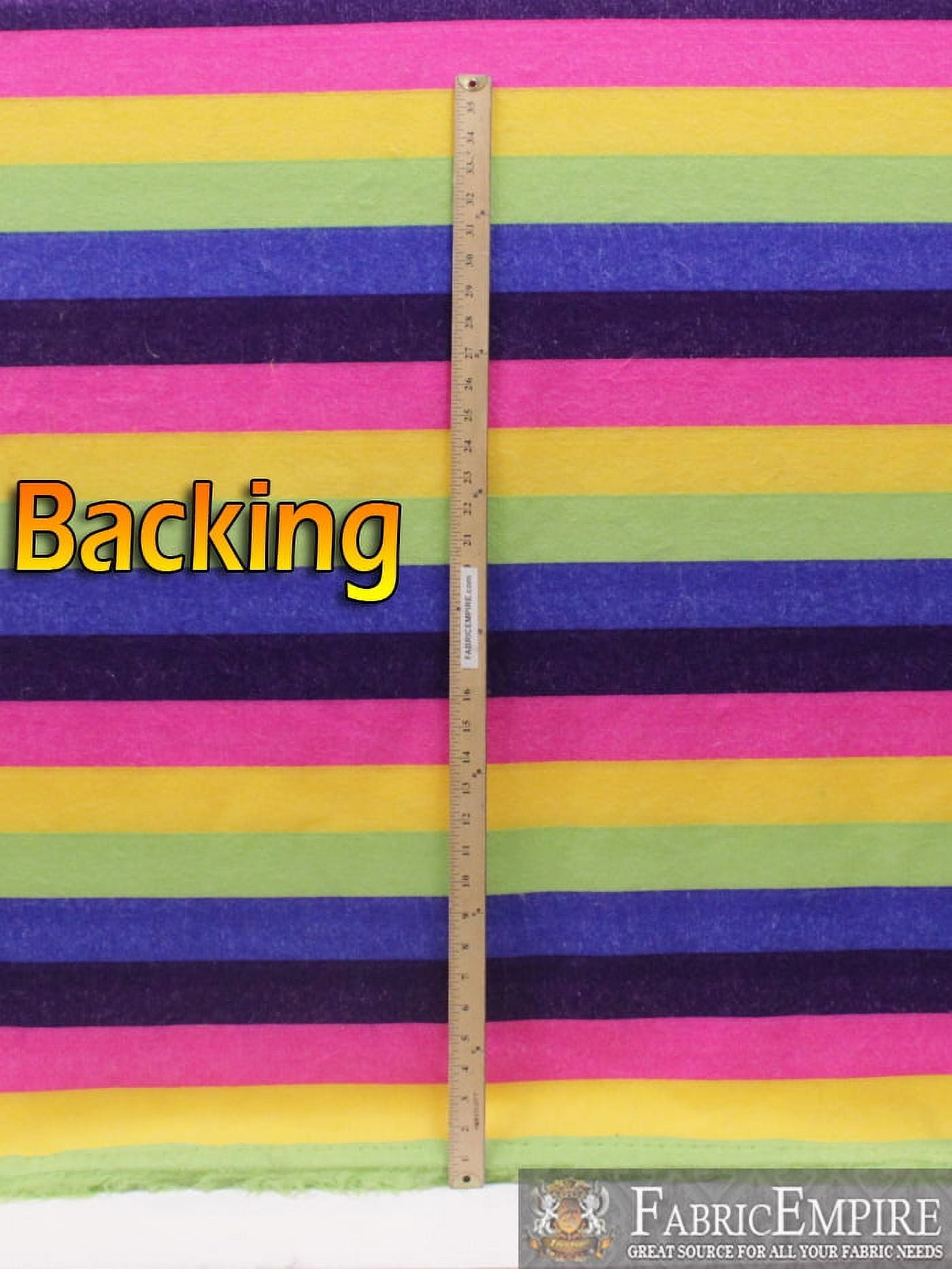 Faux Fur Long Pile SHAGGY RAINBOW Vertical Stripes Fabric / 60" Wide / Sold by the Yard