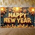 thumbnail image 6 of Golden Happy New Year Banner Lighted New Year Banner Fireworks Decor Star Pattern Celebration Banner for New Year Party Holiday Celebration Indoor Decoration, 6 of 9