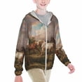 thumbnail image 2 of Xecao Three Horses Oil Painting Print Fishing Shirts for teenager Long Sleeve UV Sun Protection Hoodie with Zipper Outdoor Hiking Shirts-Large, 2 of 7