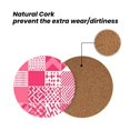 thumbnail image 4 of Multi-Shape Mdf Cork Coaster 4 Pieces Of Anti-Slip, Anti-Wear And Anti-Fouling 3.9in Easy To Clean And Stable Structure Hotpink Geometric Patterns_4 Round Shape, 4 of 7