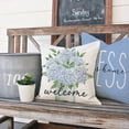thumbnail image 3 of Blue Hydrangea Throw Pillow Covers 18x18 Inch Bless This Home Sweet Home Flower Welcome Spring Summer Decor Set of 4 Farmhouse Decorative Throw Pillows Cases Outdoor Decorations, 3 of 6