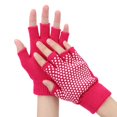 thumbnail image 2 of Guantes antideslizantes para yoga con medio dedo, transpirables, para ejercicio físico, deportes (rojo rosa), 2 of 8
