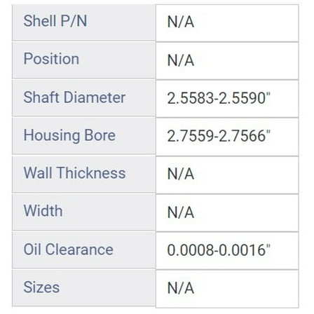 MAIN BRNG SUZ 2.5L 2.7L