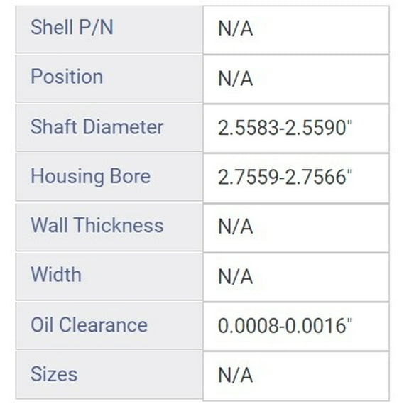 MAIN BRNG SUZ 2.5L 2.7L